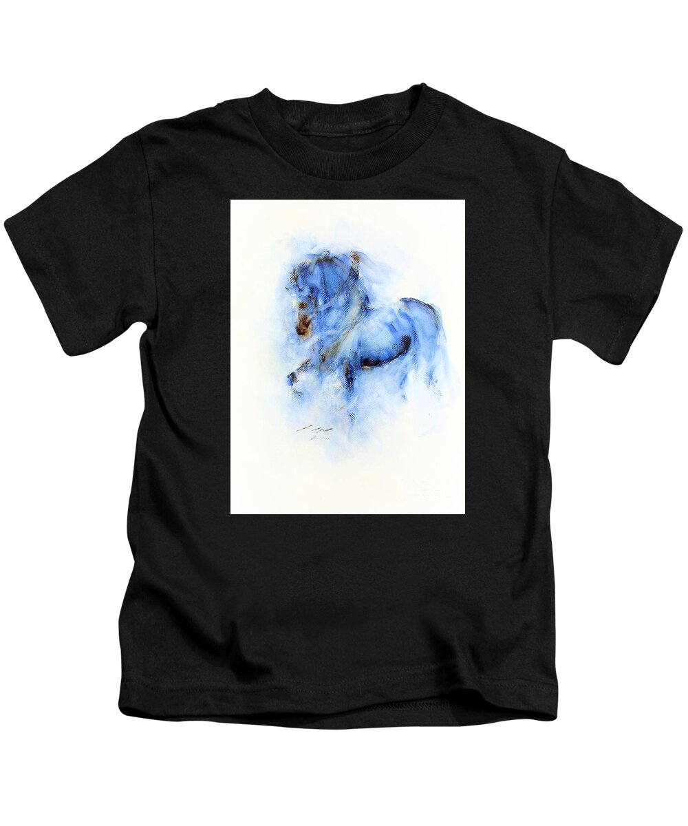 Horse Painting Kids T-Shirt featuring the painting Aarif by Janette Lockett