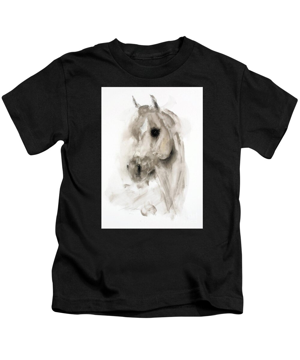Horse Kids T-Shirt featuring the painting Adiba by Janette Lockett