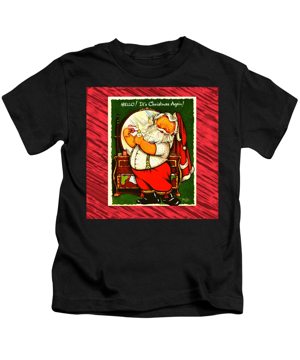 Santa Claus Kids T-Shirt featuring the digital art Adorable Santa Claus Christmas Gifts by Caterina Christakos
