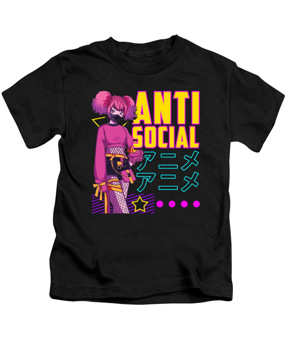Aesthetic Anti Social Anime Girl Vaporwave EDM T-Shirt by The Perfect Presents - Pixels