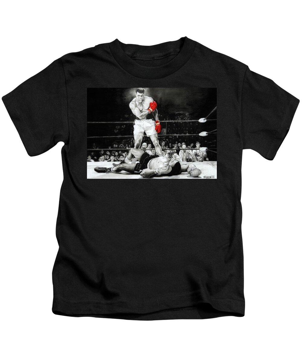 Muhammad Ali Kids T-Shirt featuring the drawing Ali by Philippe Thomas