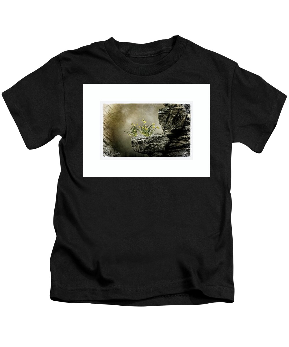 Daffodils Kids T-Shirt featuring the photograph All Things Are Possible by Rene Crystal
