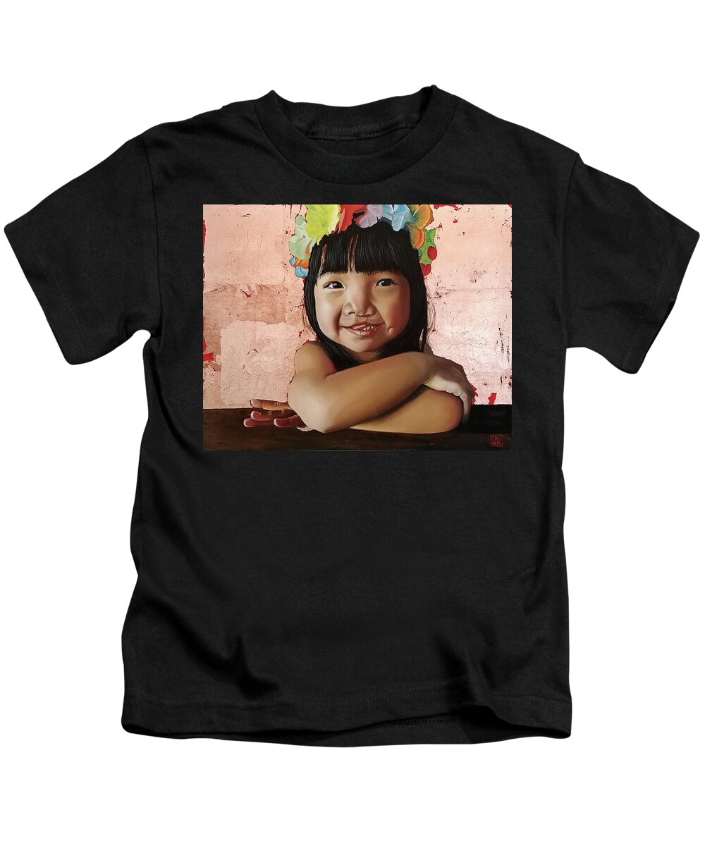 Gift For Mom Kids T-Shirt featuring the painting Aloha by Thu Nguyen
