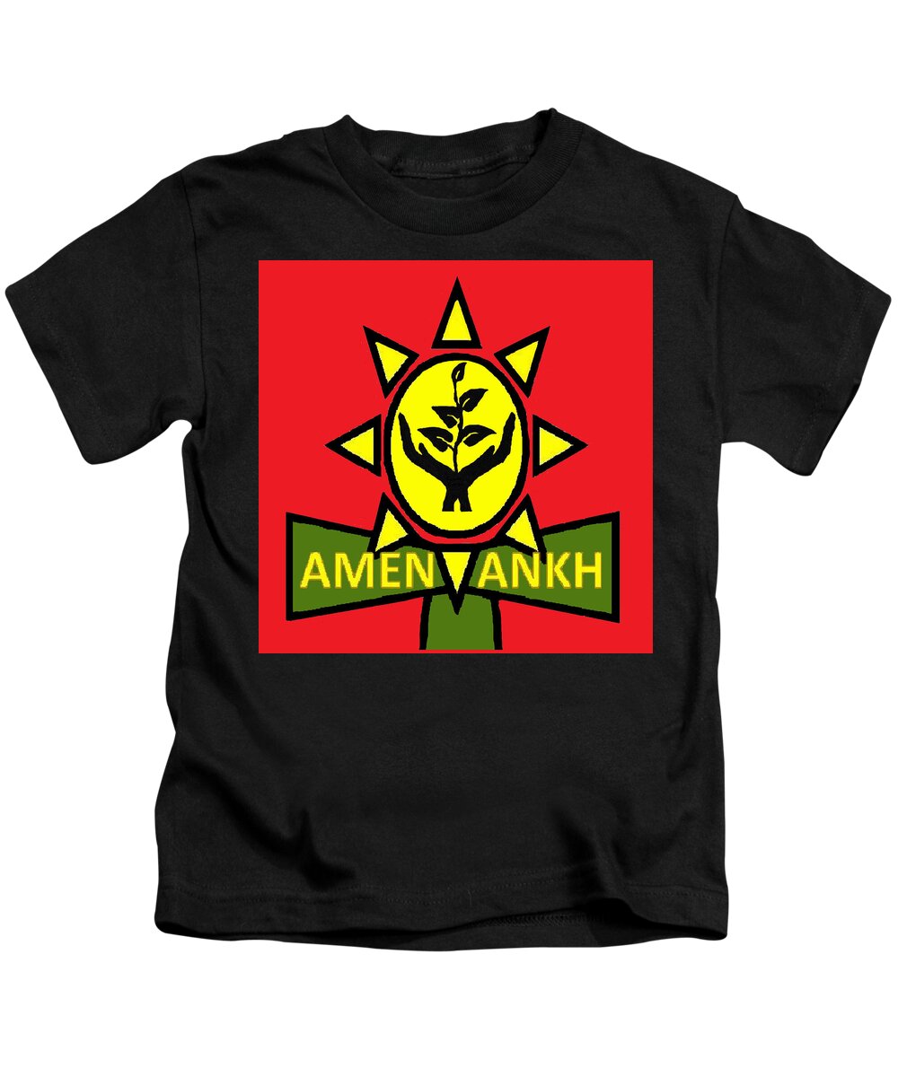 Amen Ankh Kids T-Shirt featuring the digital art Amen Ankh Sunset by Adenike AmenRa