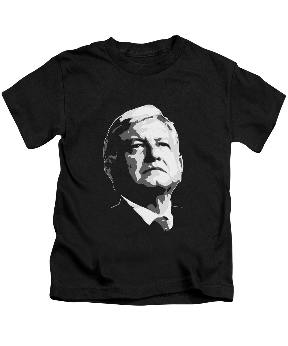 Amlo Kids T-Shirt featuring the digital art AMLO Black and White by Filip Schpindel