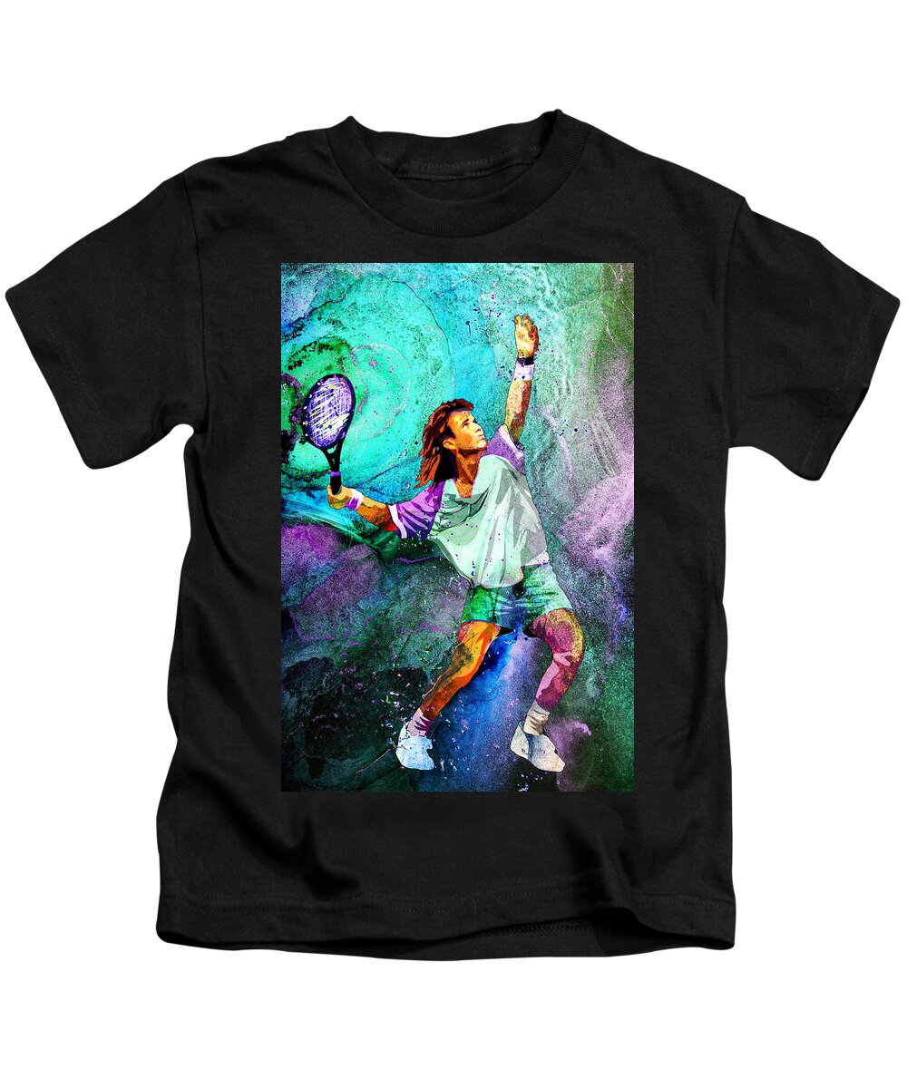 Sport Kids T-Shirt featuring the painting Andre Agassi Dream 01 by Miki De Goodaboom