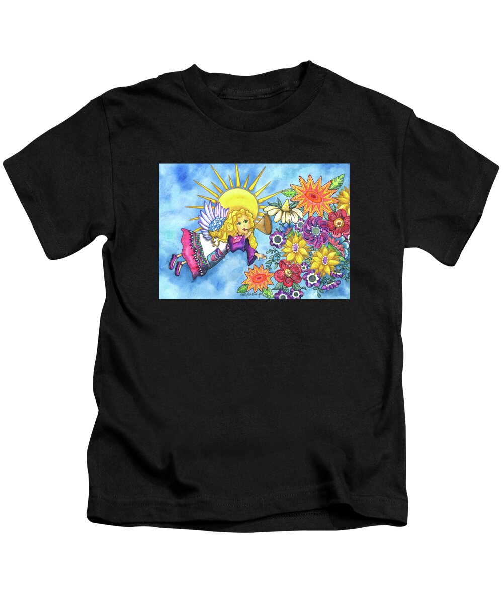 Angel Kids T-Shirt featuring the painting Angelic Flowers by Shelley Wallace Ylst