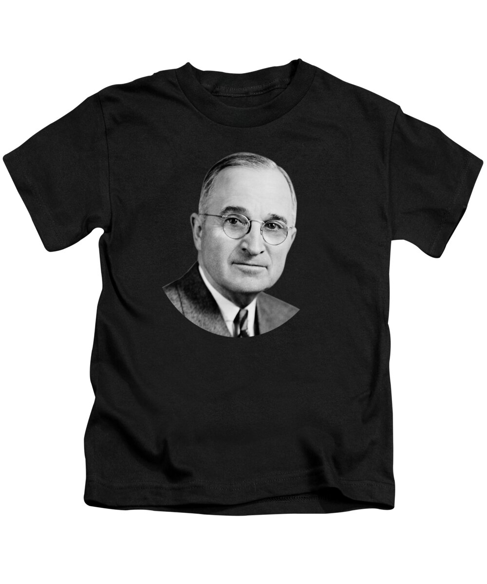 President Truman Kids T-Shirt featuring the photograph Harry Truman - 33rd President of the United States by War Is Hell Store