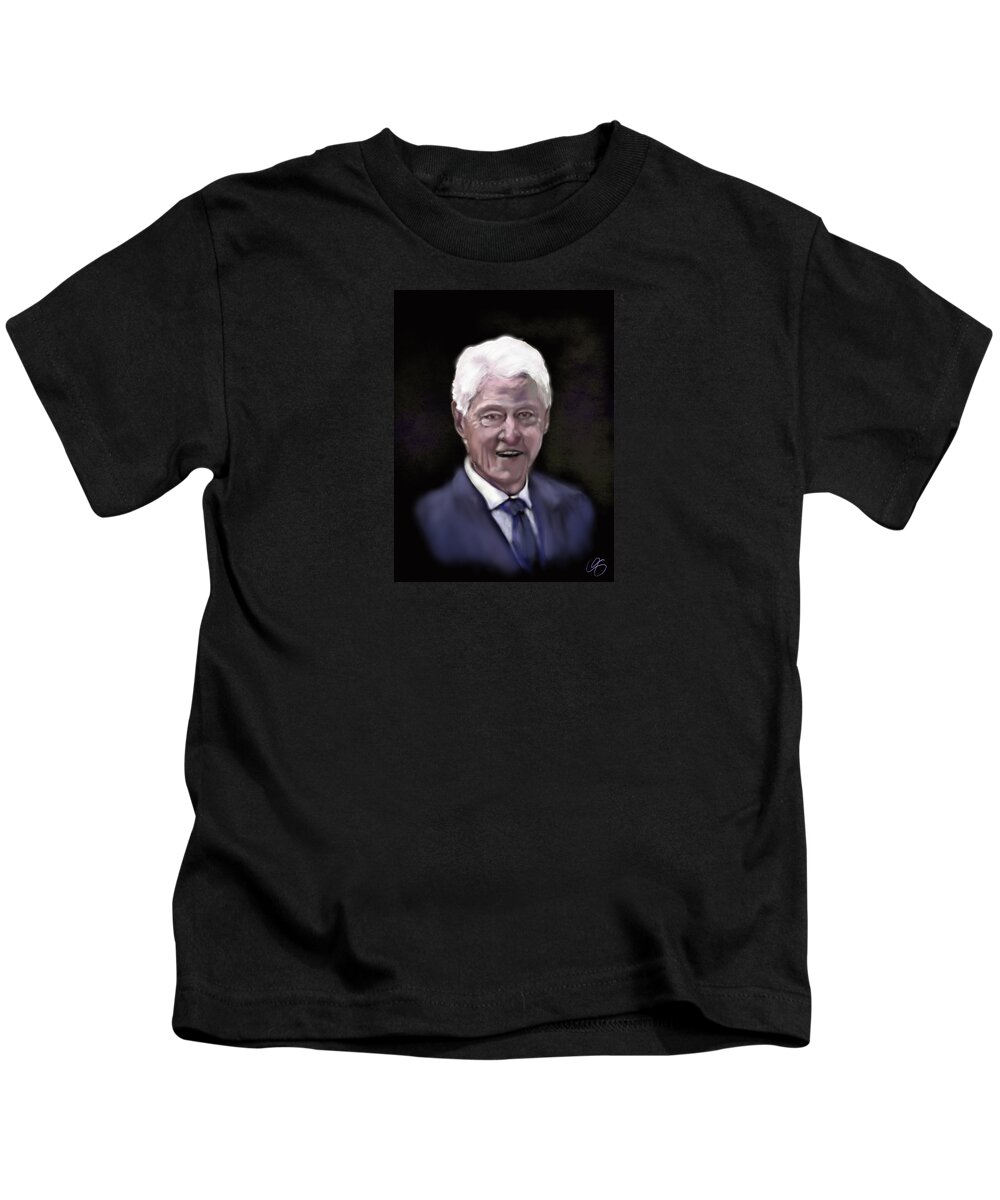 Wunderle Kids T-Shirt featuring the digital art William Jefferson Clinton by Wunderle