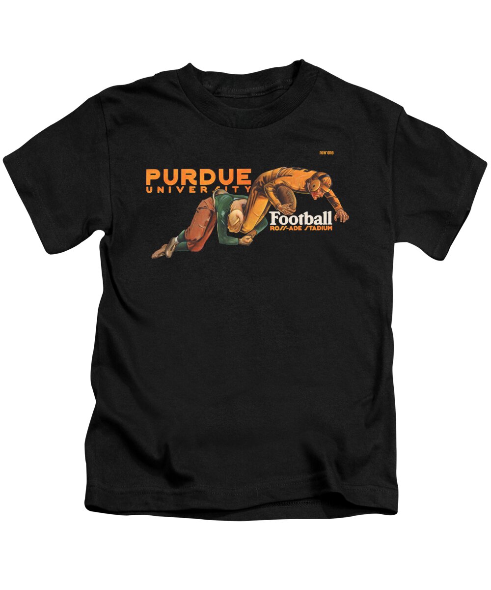 Purdue Kids T-Shirt featuring the mixed media 1929 Purdue Football Art by Row One Brand