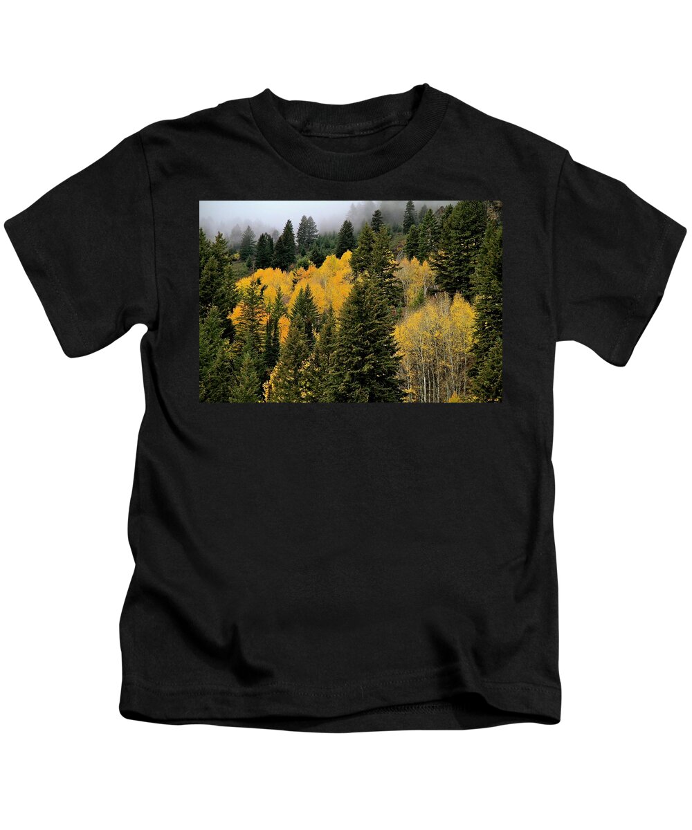 Owyhee Mountains Kids T-Shirt featuring the photograph Autumn Mist Owyhee Mountains by Ed Riche