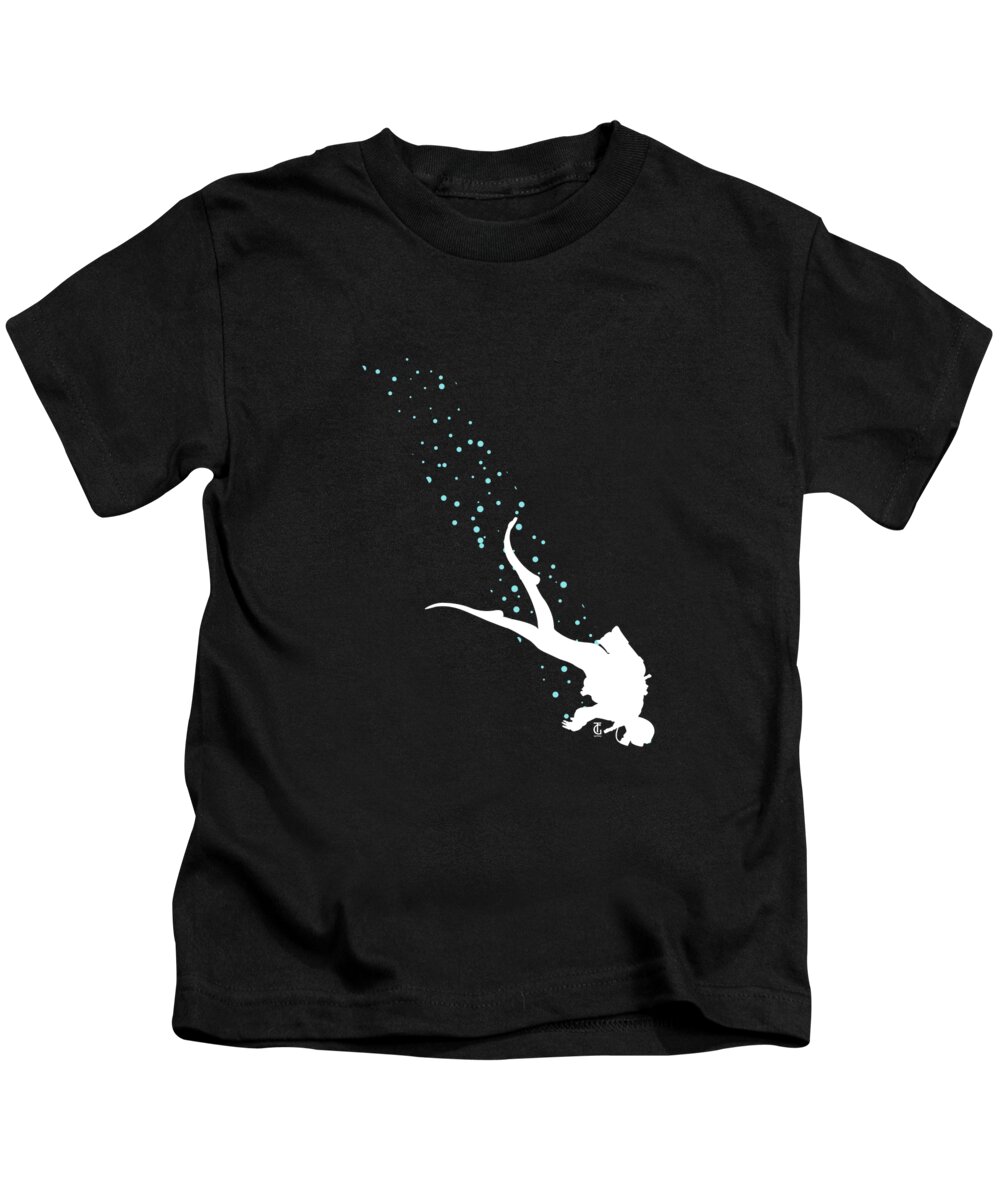 Surfing Kids T-Shirt featuring the digital art Awesome Scuba Diver Snorkeling Diving Ocean Deep by Thomas Larch
