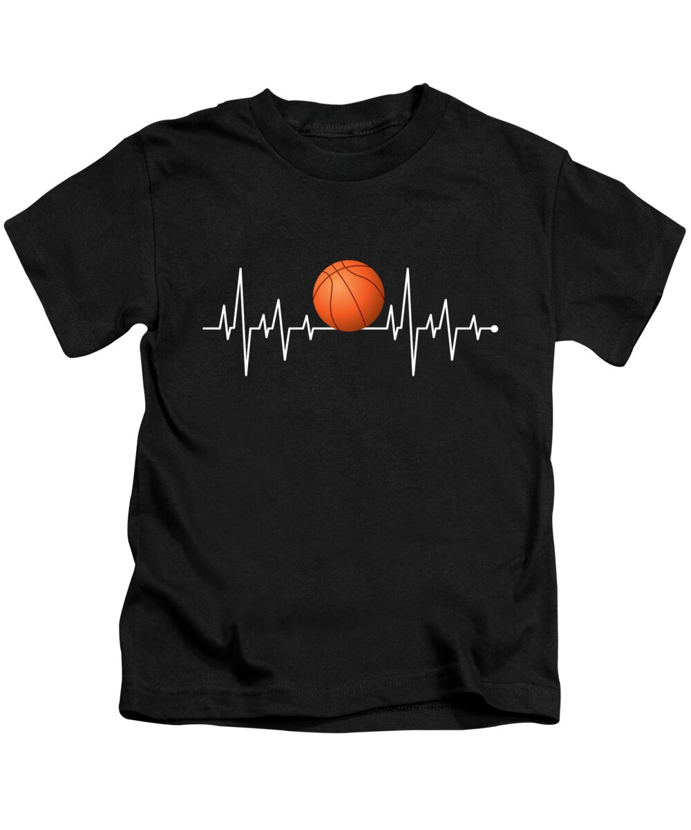 Basketball Mom Gift Kids T-Shirt featuring the digital art Basketball Heartbeat by Jacob Zelazny
