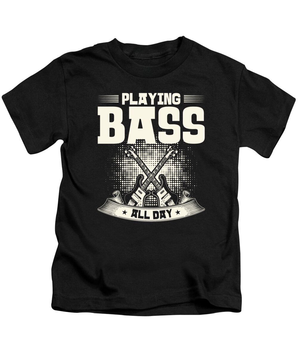Bass Player Kids T-Shirt featuring the digital art Bass Player Playing Bass Guitar Musician Bassist by Toms Tee Store