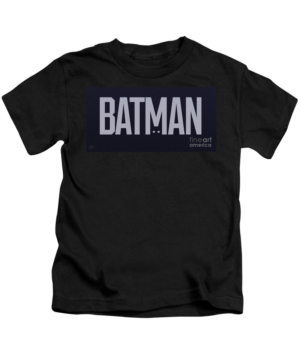 Batman Kids T-Shirt featuring the digital art Batman Type Treatment by Brian Watt
