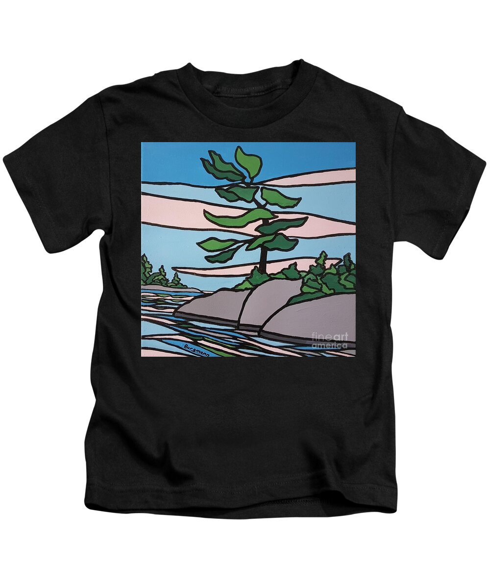 Landscape Kids T-Shirt featuring the painting Bay Calm by Petra Burgmann