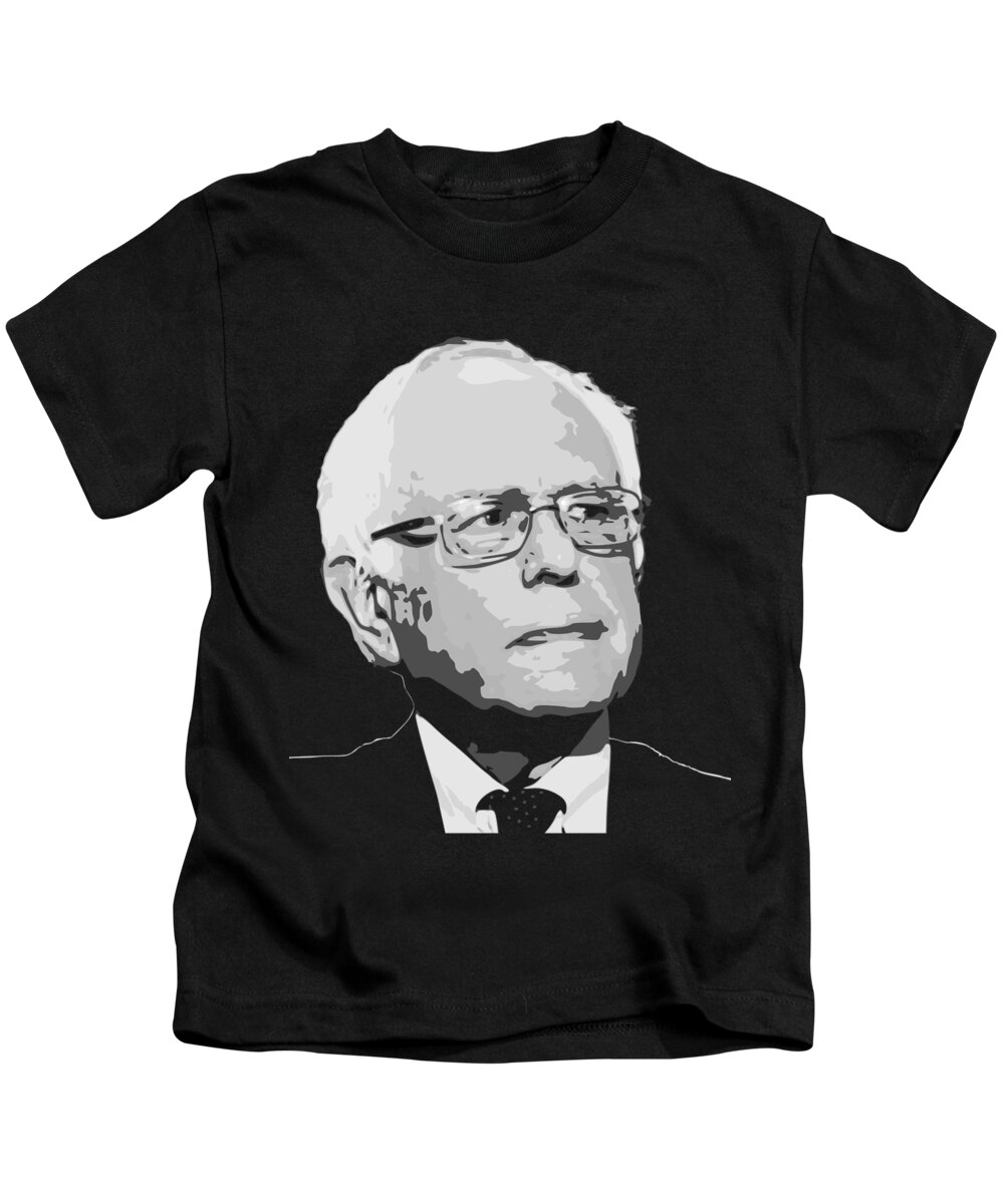 Bernie Kids T-Shirt featuring the digital art Bernie Sanders Black and White by Megan Miller