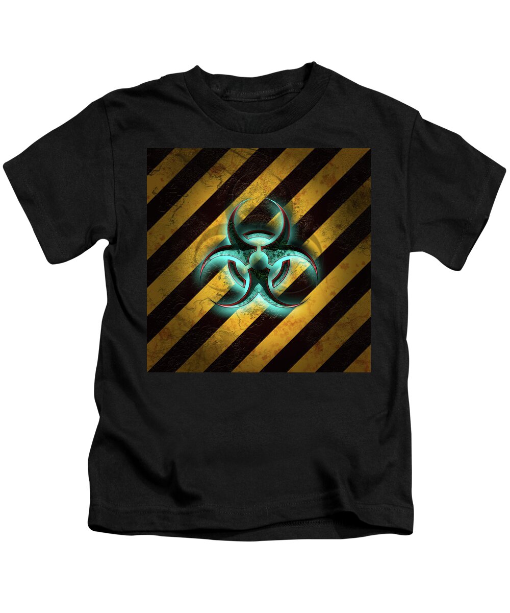 Biohazard Kids T-Shirt featuring the digital art Biohazard Cyan by Liquid Eye