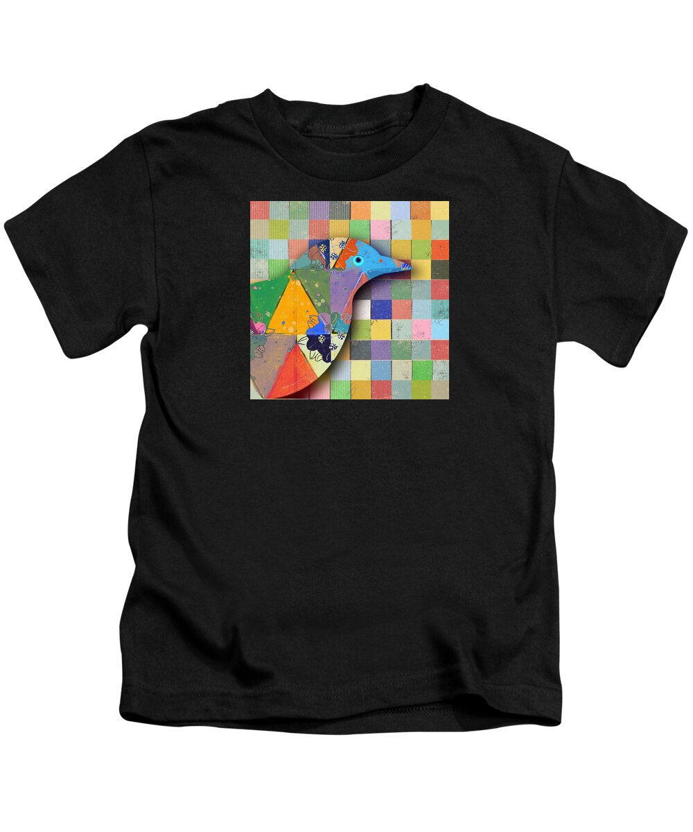 Bird Kids T-Shirt featuring the digital art Birdland Series No. 4 of 16 by Steve Hayhurst