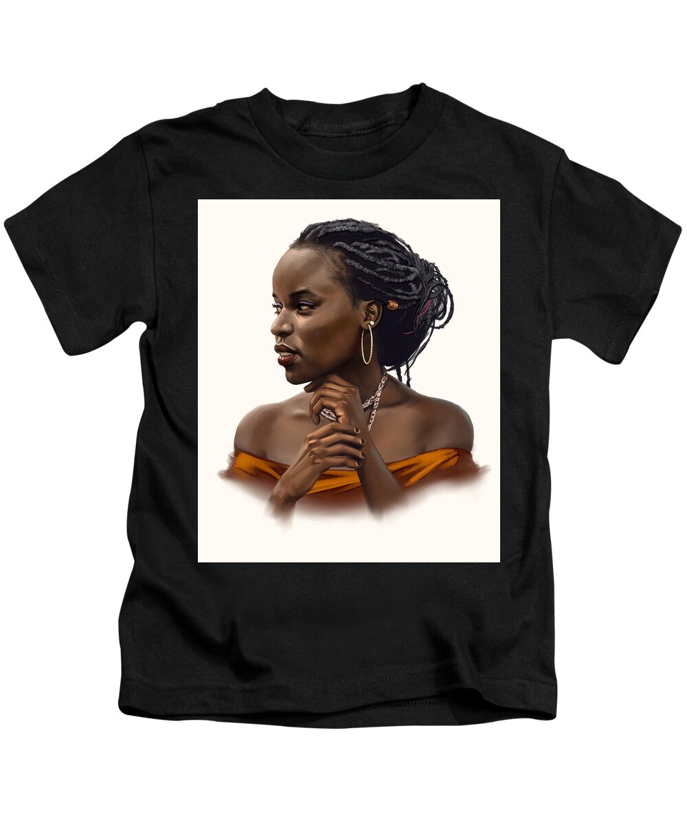 Girl Kids T-Shirt featuring the digital art Black Beauty by Darko B