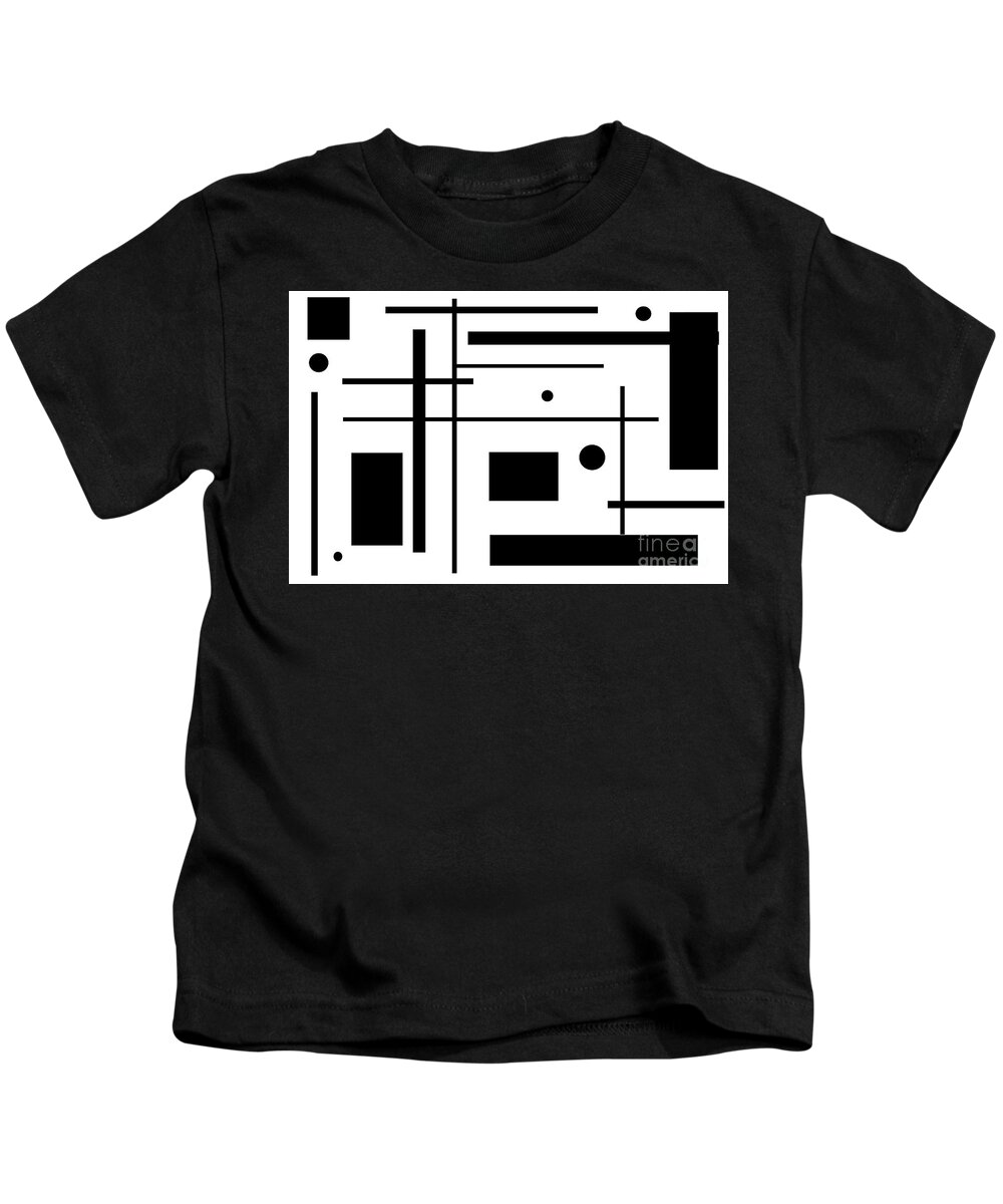 Abstract Kids T-Shirt featuring the digital art Black Geometric Shapes On White by Kirt Tisdale