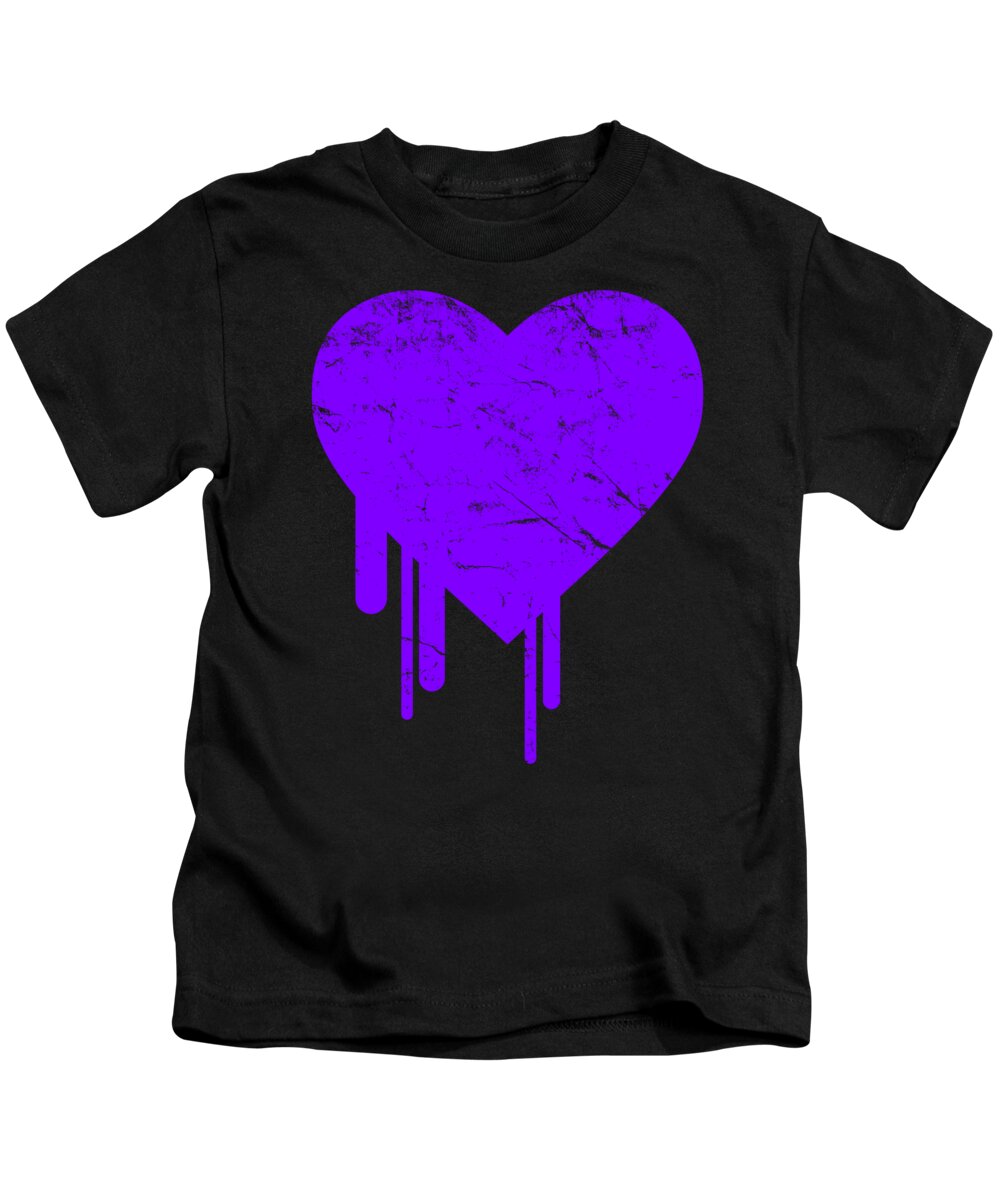 Funny Kids T-Shirt featuring the digital art Bleeding Purple Heart by Flippin Sweet Gear