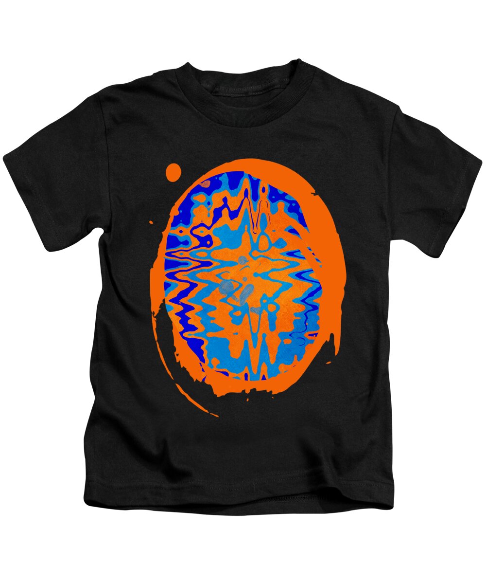 Modern Kids T-Shirt featuring the mixed media Blue Orange Abstract Art by Christina Rollo