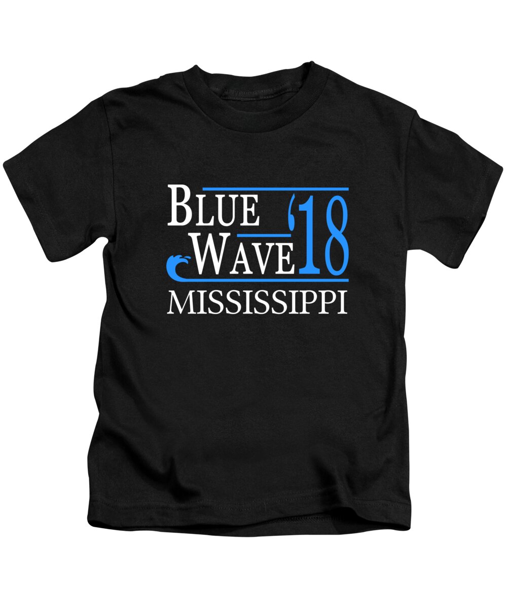 Election Kids T-Shirt featuring the digital art Blue Wave MISSISSIPPI Vote Democrat by Flippin Sweet Gear