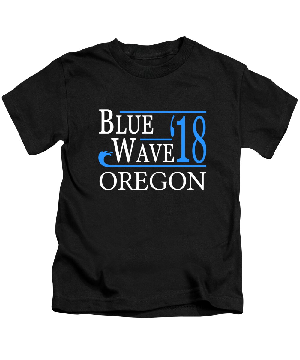 Election Kids T-Shirt featuring the digital art Blue Wave OREGON Vote Democrat by Flippin Sweet Gear