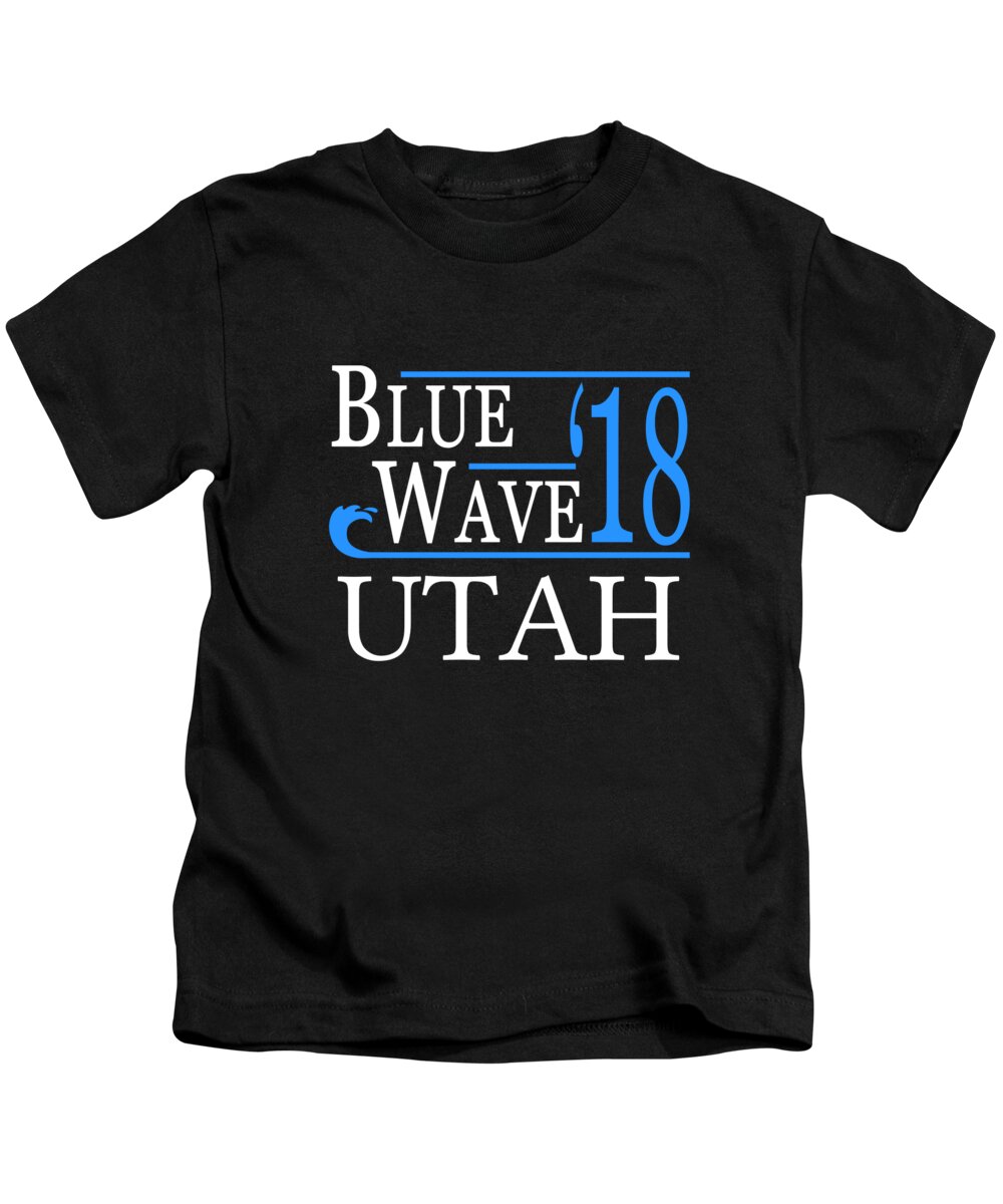 Election Kids T-Shirt featuring the digital art Blue Wave UTAH Vote Democrat by Flippin Sweet Gear