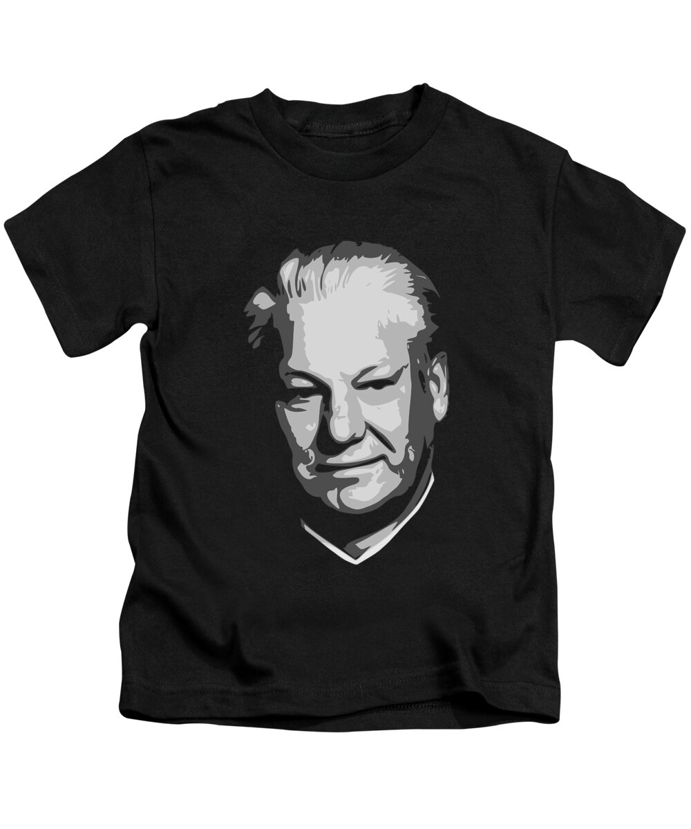 Boris Kids T-Shirt featuring the digital art Boris Yeltsin Black and White by Filip Schpindel