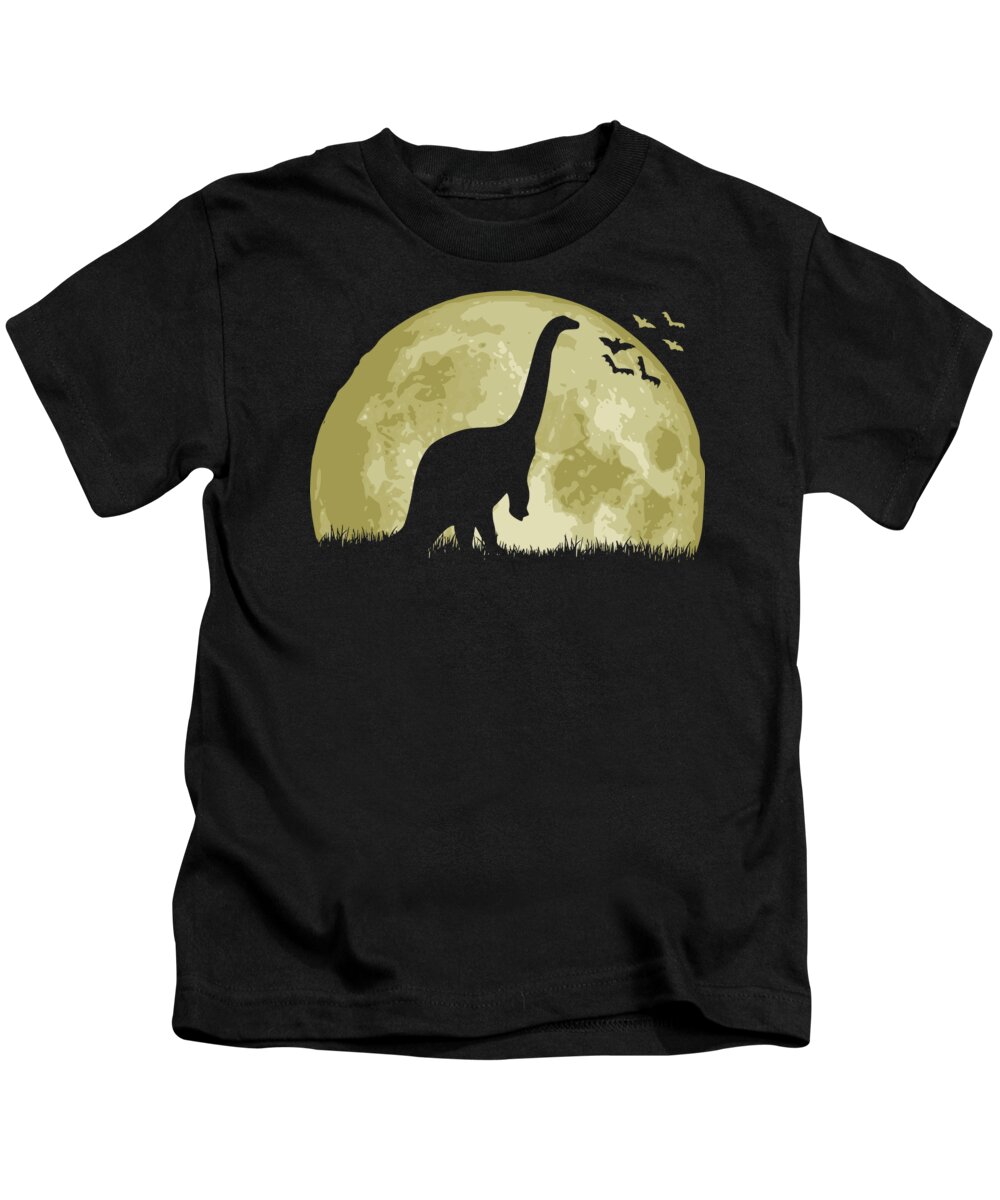 Brachiosaurus Kids T-Shirt featuring the digital art Brachiosaurus Full Moon by Megan Miller