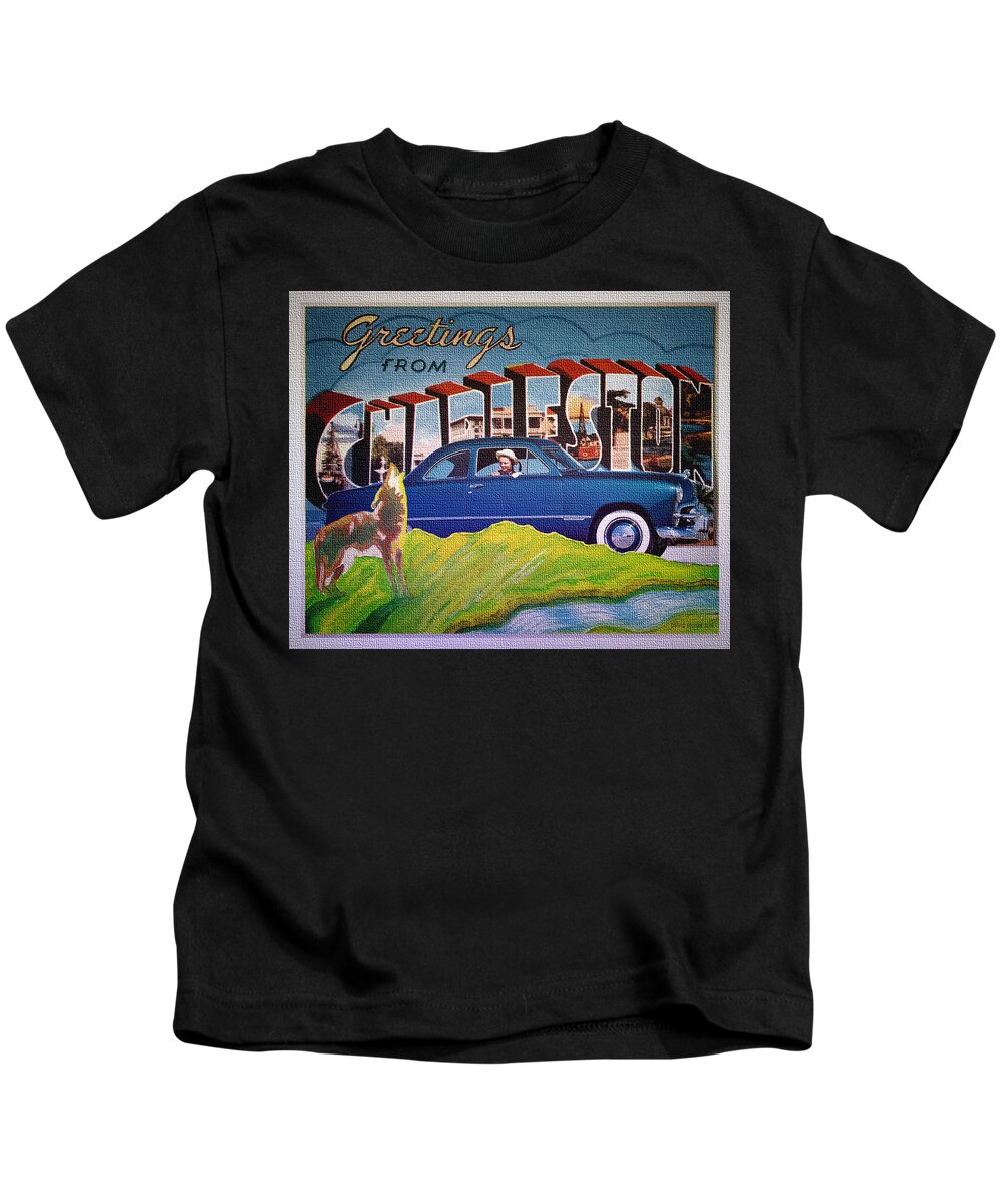 Dixie Road Trips Kids T-Shirt featuring the digital art Dixie Road Trips / Charleston by David Squibb