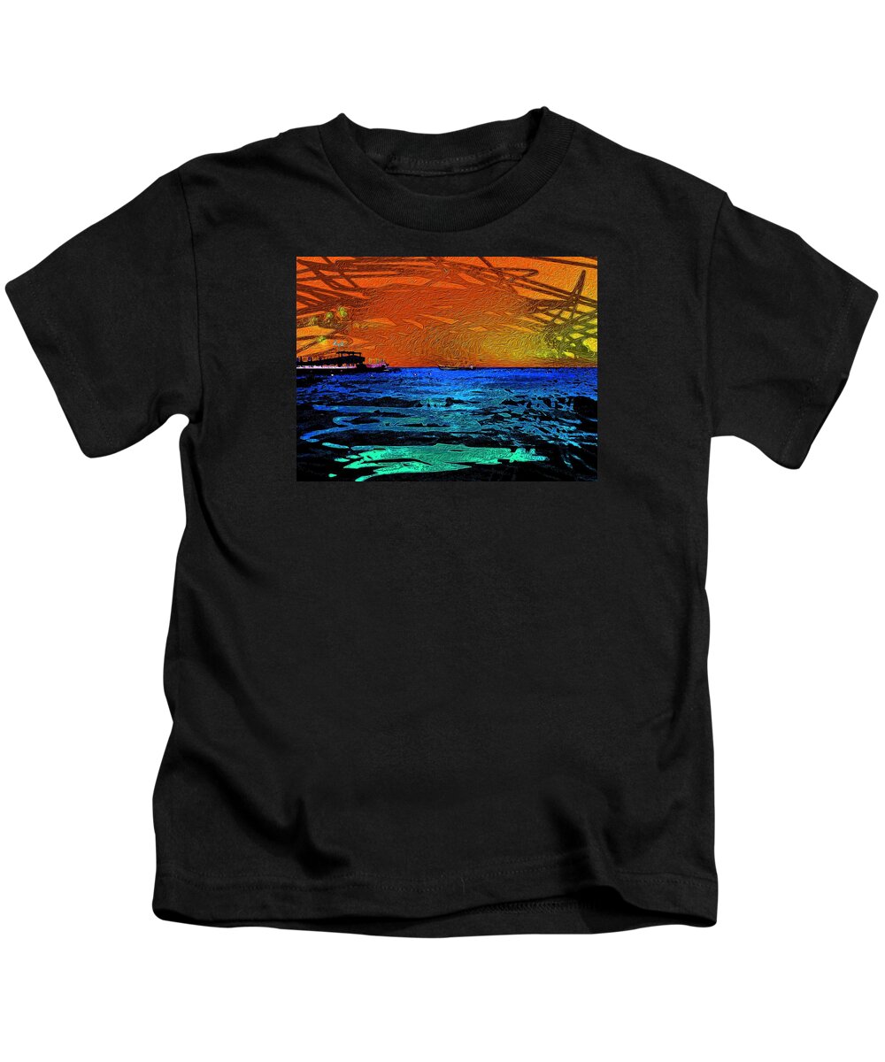 Burning Skies 1 Kids T-Shirt featuring the digital art Burning Skies 1 by Aldane Wynter