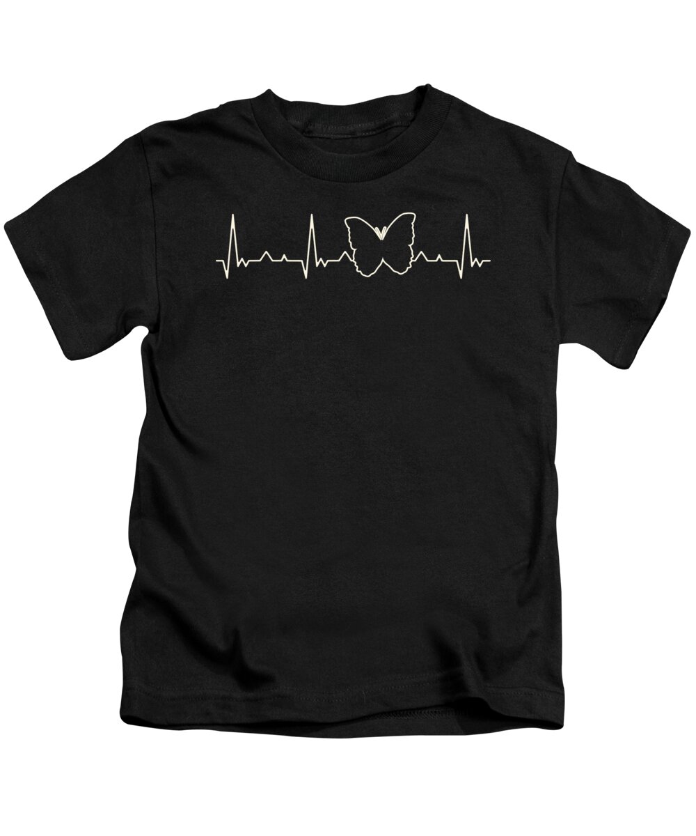 Butterfly Kids T-Shirt featuring the digital art Butterfly EKG Heart Beat by Filip Schpindel
