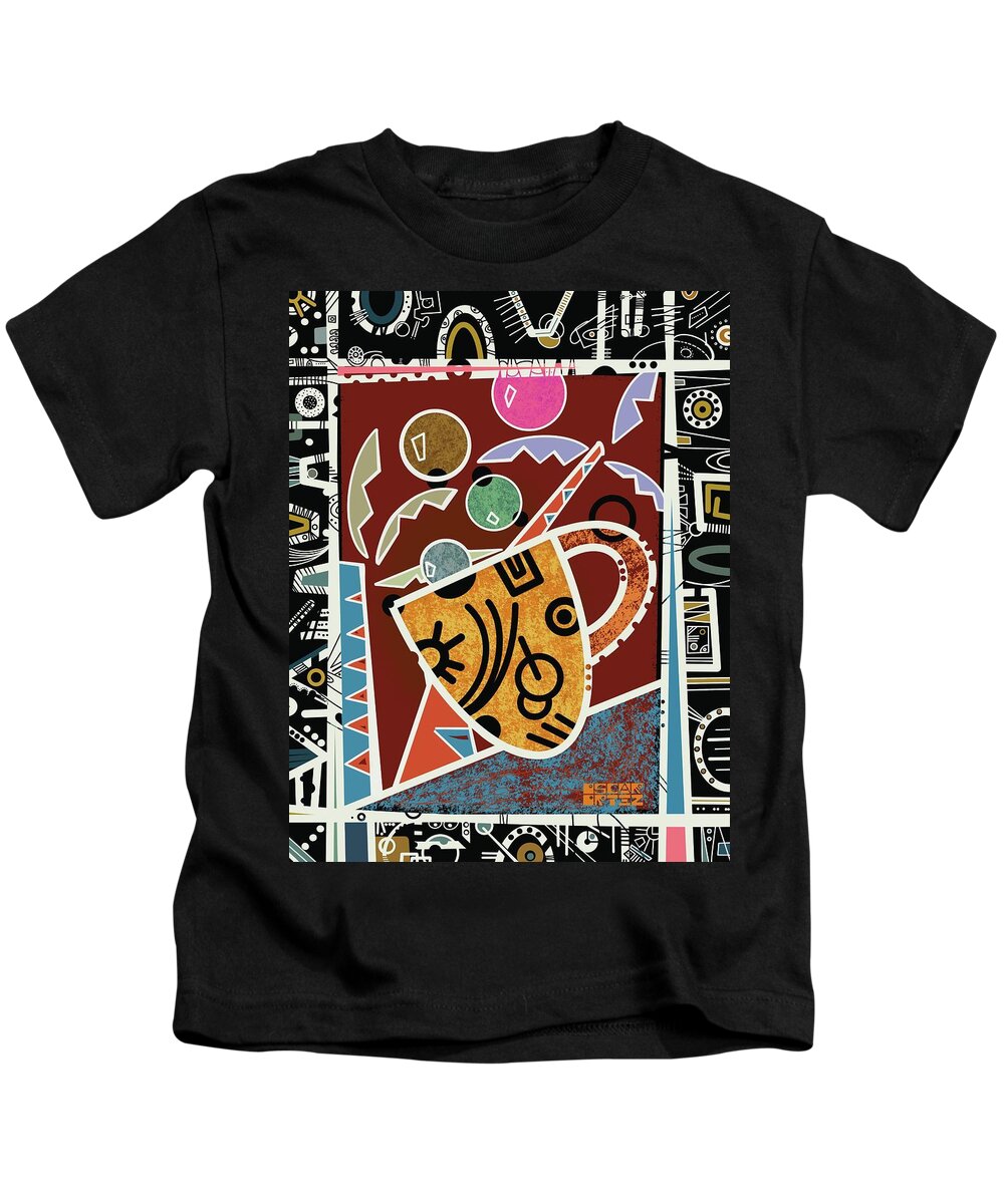 Coffee Kids T-Shirt featuring the painting Cafe Fiesta by Oscar Ortiz
