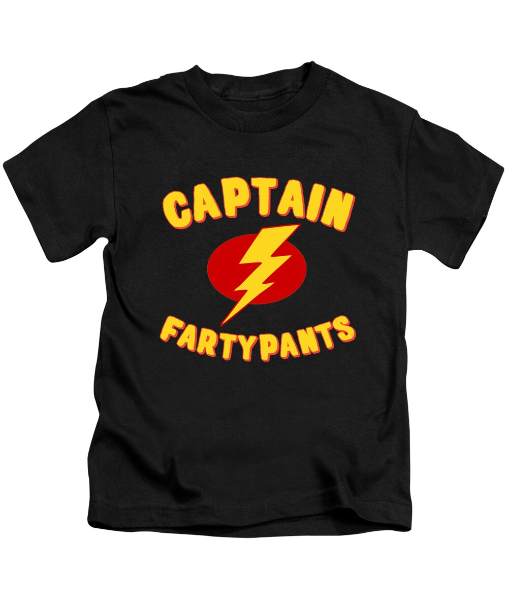 Christmas 2023 Kids T-Shirt featuring the digital art Captain Fartypants Funny Fart by Flippin Sweet Gear