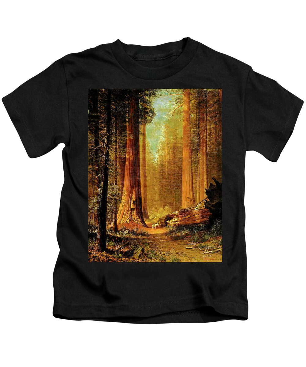 Overstory Kids T-Shirt featuring the painting Cathedral Forest by Eric Glaser