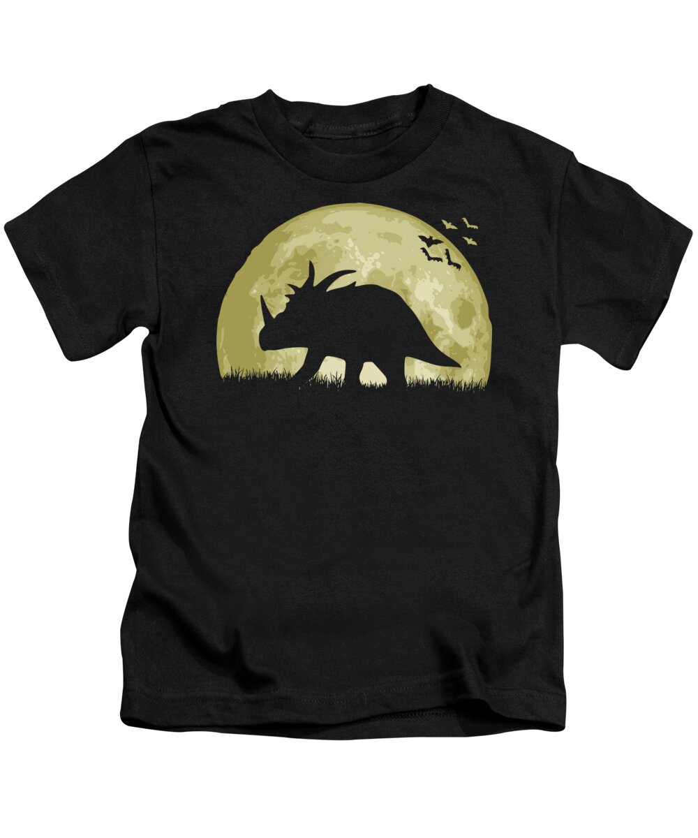 Ceratopsian Kids T-Shirt featuring the digital art CERATOPSIAN Full Moon by Megan Miller