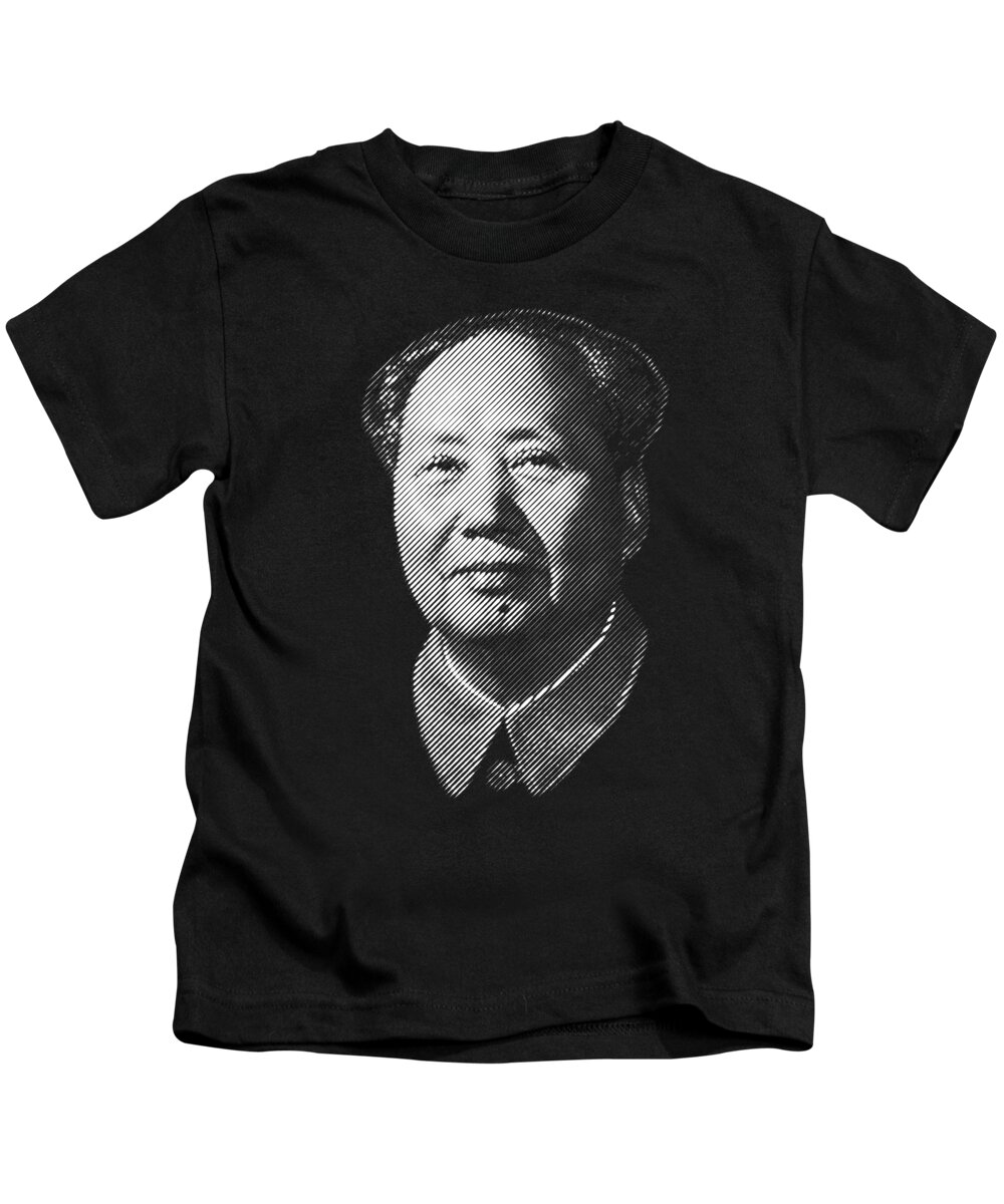 Mao Kids T-Shirt featuring the digital art Chairman Mao Zedong, portrait by Cu Biz