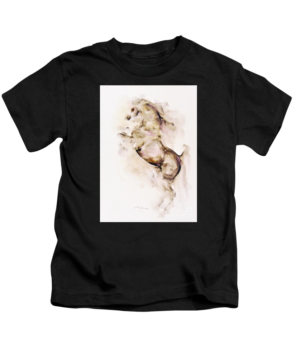 Horse Painting Kids T-Shirt featuring the painting Charlie by Janette Lockett