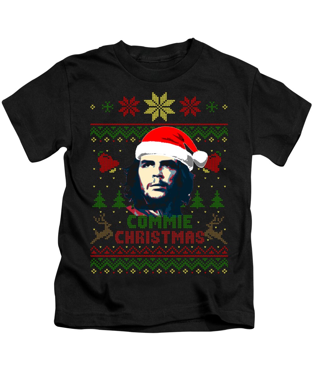 Santa Kids T-Shirt featuring the digital art Che Guevara Commie Christmas by Megan Miller