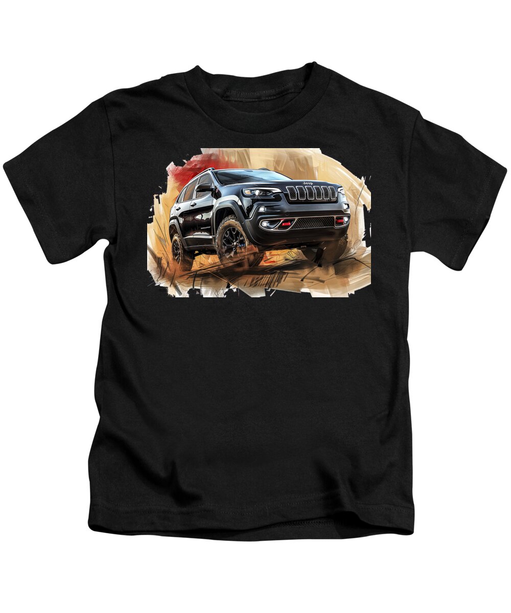 Jeep Trailhawk Kids T-Shirt featuring the digital art Cherokee Trailhawk T-shirt by Bill Posner