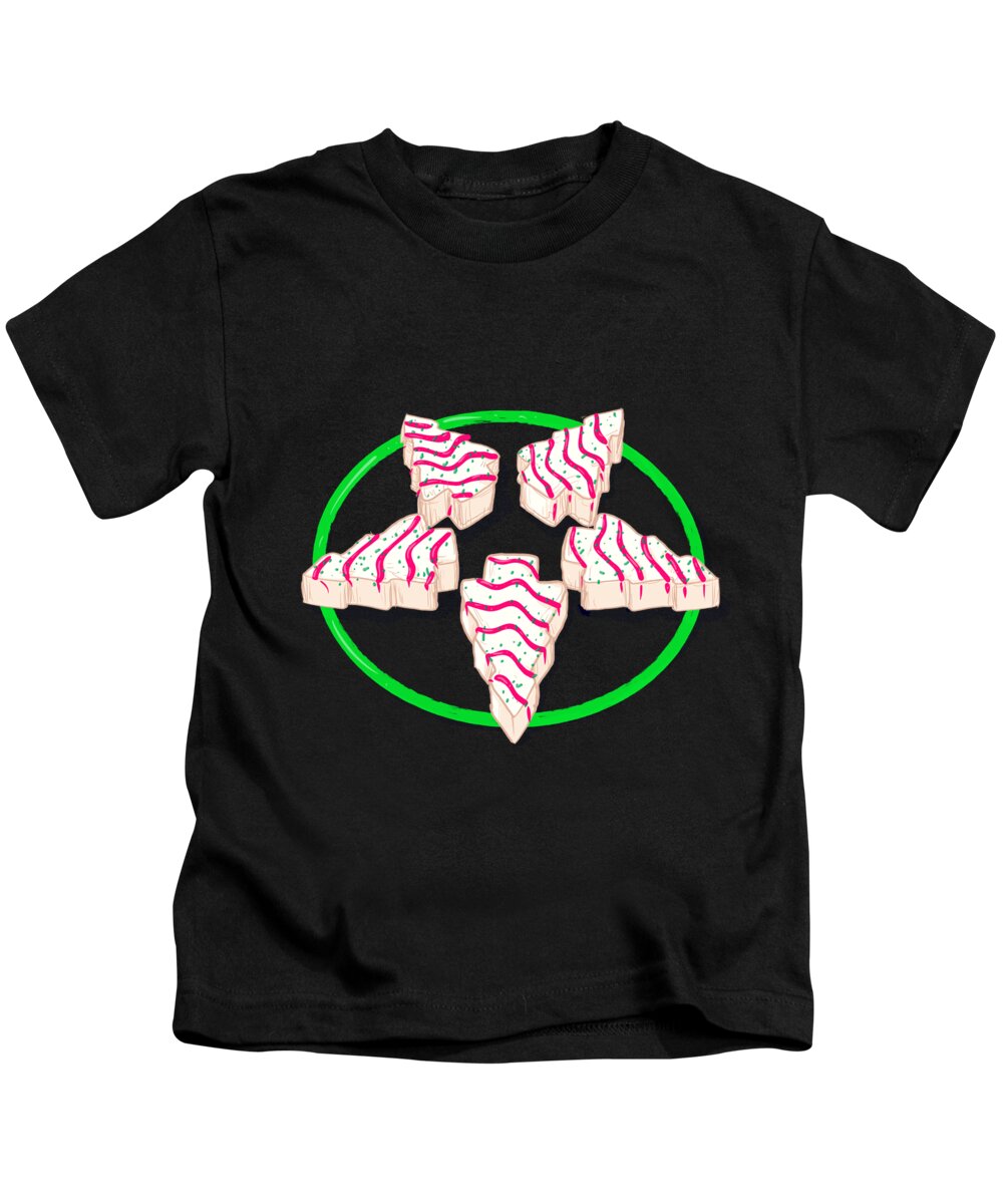 Debbie Kids T-Shirt featuring the drawing Christmas Tree Cake-Ogram by Ludwig Van Bacon