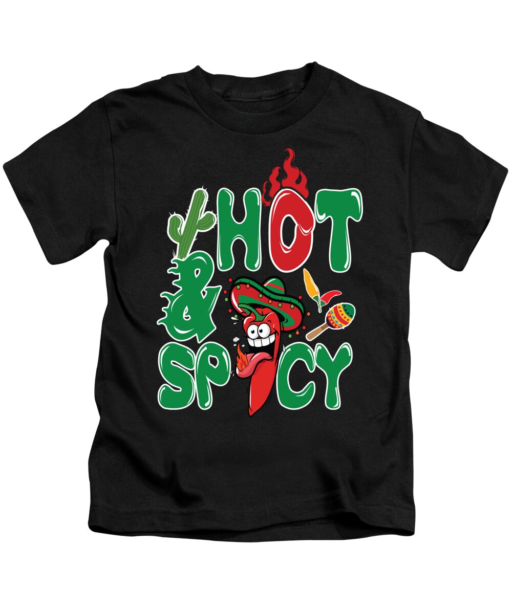 Jalepeno Pepper Kids T-Shirt featuring the digital art Cinco De Mayo Hot and Spicy Red Pepper by Jacob Zelazny