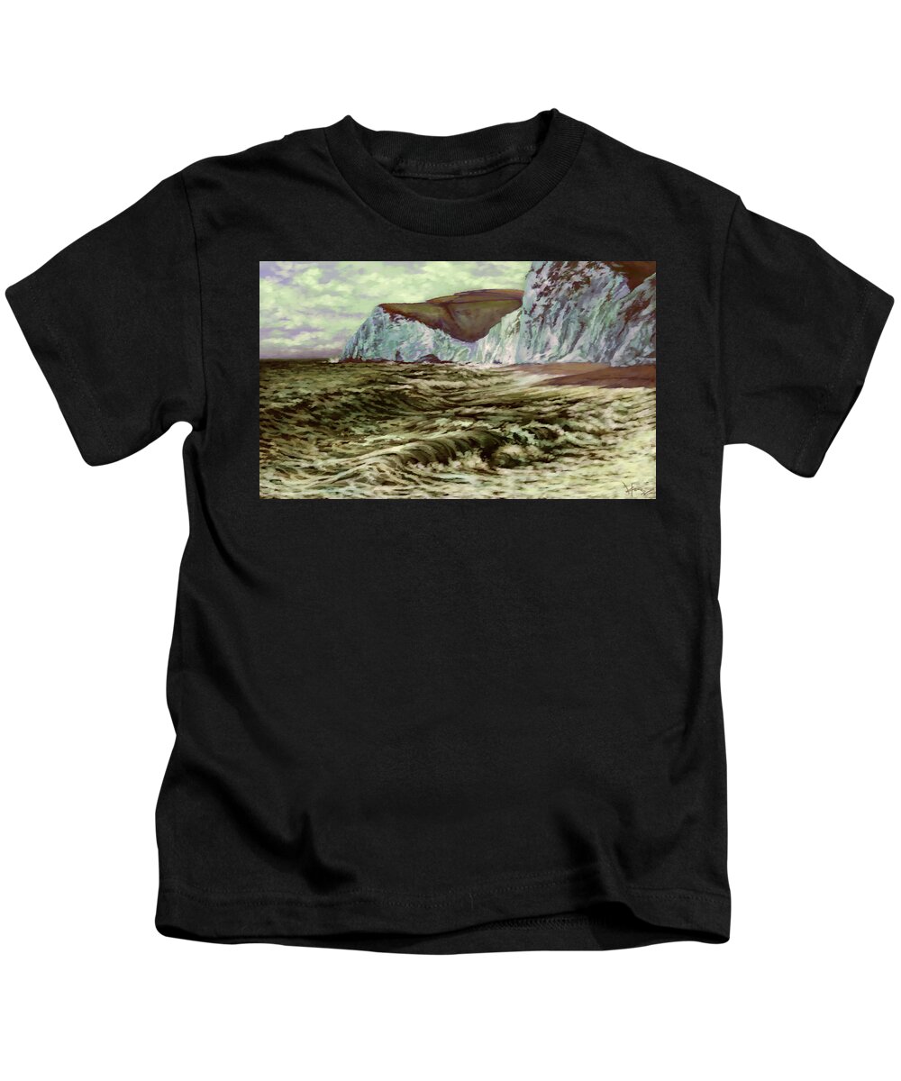 White Cliffs Of Dover Kids T-Shirt featuring the painting Cliffs of Dover by Hans Neuhart