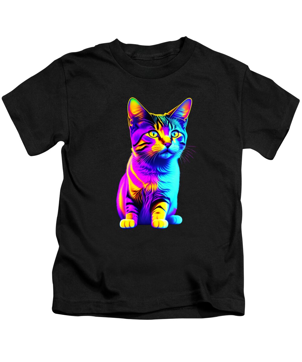 Cool Kids T-Shirt featuring the digital art Colorful Rainbow Kitten by Flippin Sweet Gear