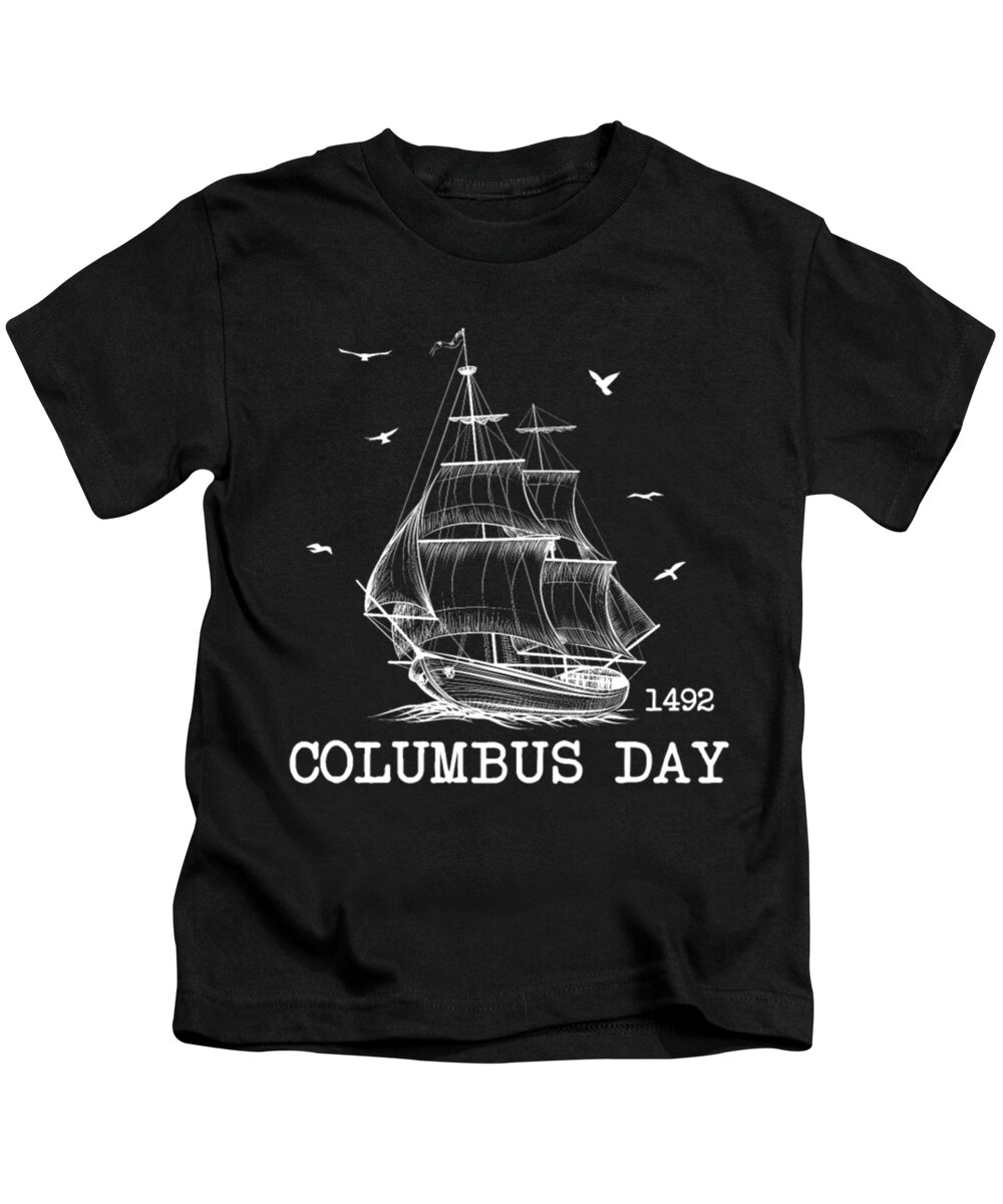 Columbus Day Kids T-Shirt featuring the digital art Columbus Day 1492 by Tinh Tran Le Thanh