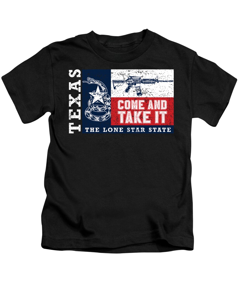 Military Kids T-Shirt featuring the digital art Come And Take It Texas The Lone Star State by Jacob Zelazny
