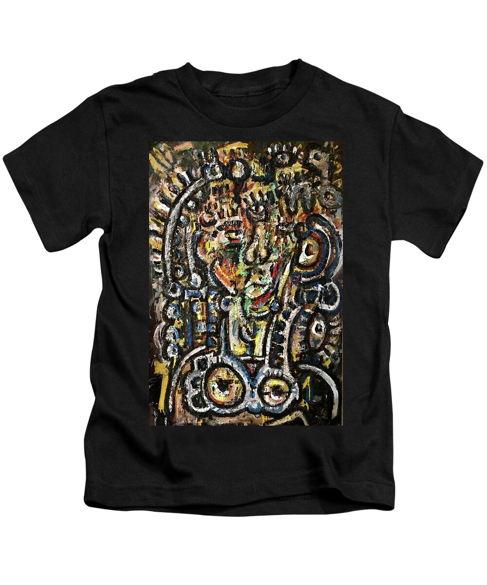 Abstract  Kids T-Shirt featuring the painting The Queen April 2020 by Gustavo Ramirez